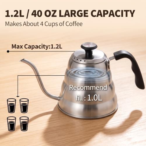 Silver Camping Gooseneck Kettle with Thermometer — photo 5